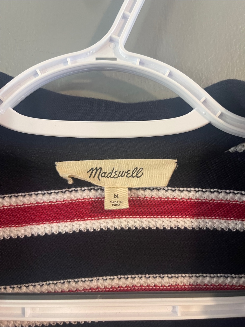 Madewell Relaxed V-Neck Polo Shirt in Stripe Size M - Picture 8 of 12